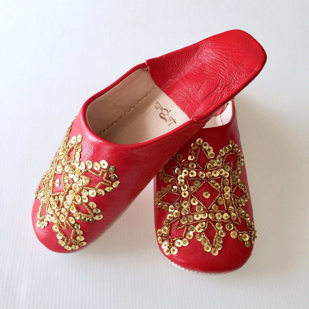 Babouche  Leather Slippers/Madame/Red/拖鞋 - 其他 - 真皮 红色