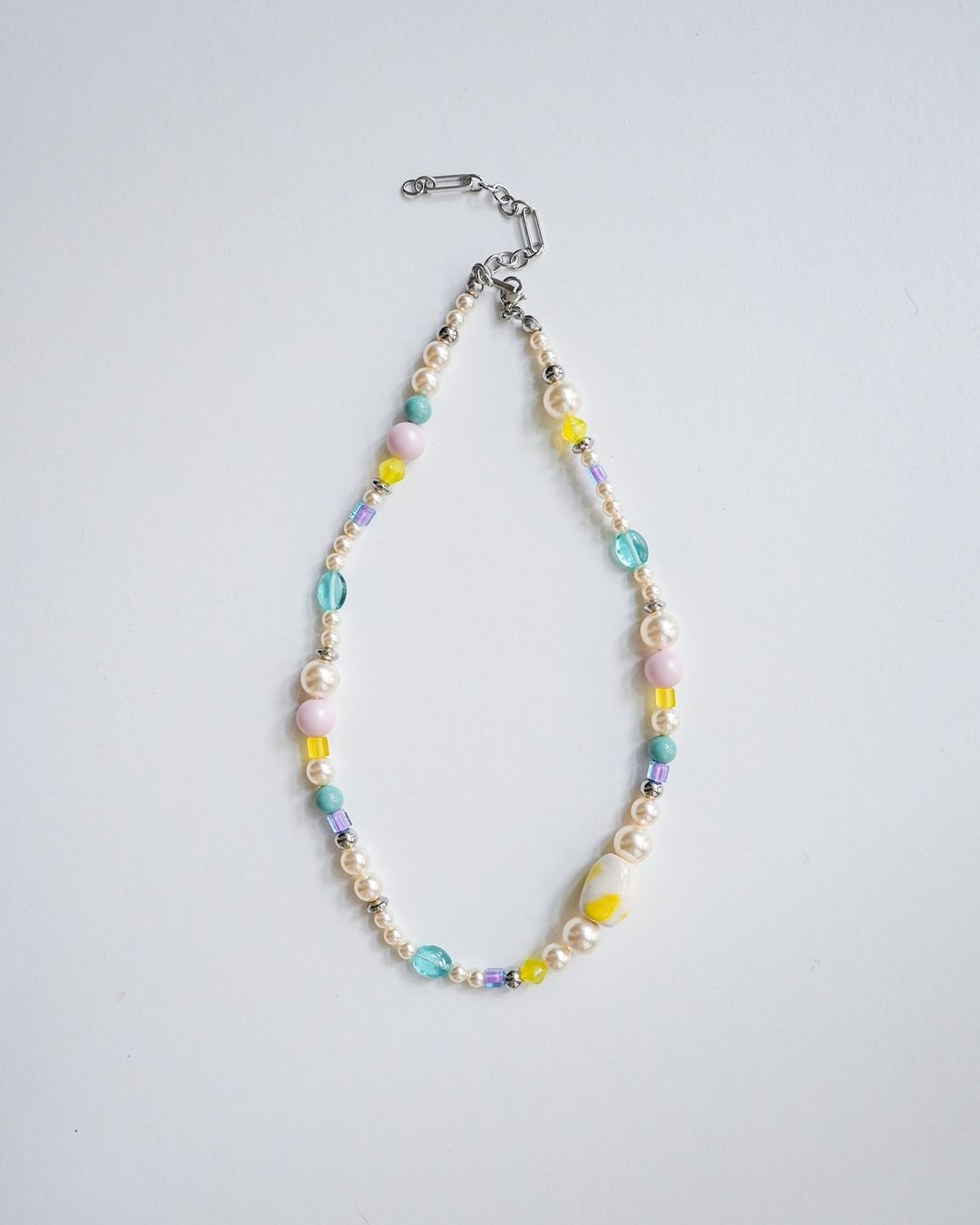 陶瓷x玻璃 扭牛糖珠项链 黄x粉彩苏打 Ceramic Glass Necklace - 项链 - 玻璃 黄色