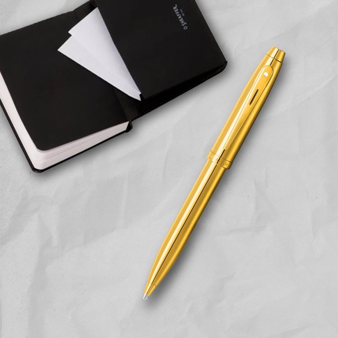 【SHEAFFER】100 系列 PVD 金色原子笔+A6 笔记本礼盒 免费刻字 - 圆珠笔/中性笔 - 其他金属 金色