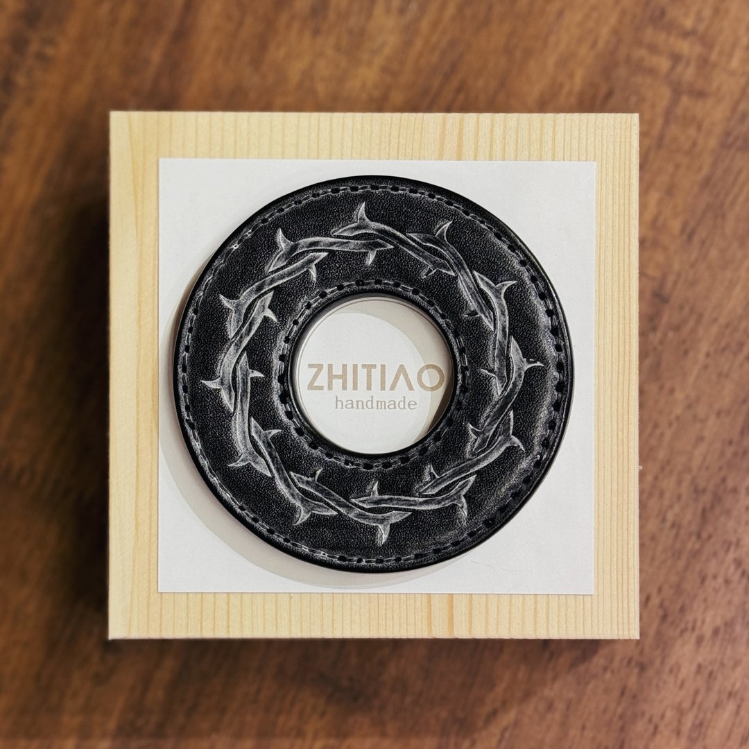 原创手工制作牛皮剑道刀镡 披荆斩棘 雾蜡黑 剑锷 Tsuba - 运动配件 - 真皮 黑色