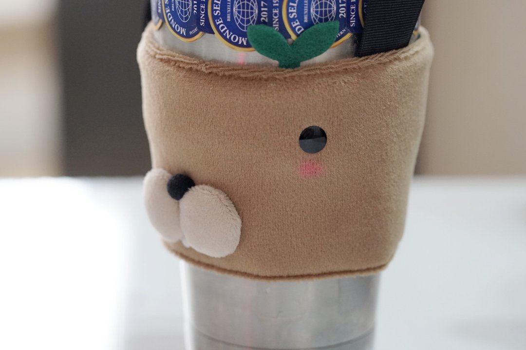 bucute马林鼠环保1000ml的冰坝杯提袋/饮料杯套/环保杯套/手作 - 随行杯提袋/水壶袋 - 聚酯纤维 卡其色