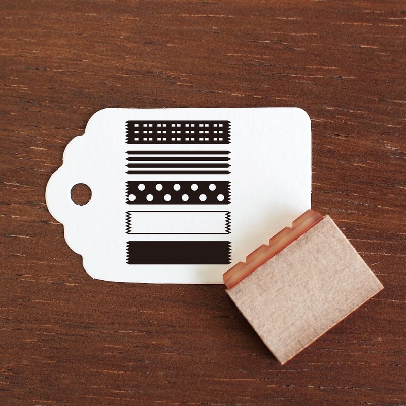 模仿和纸胶带风格线条，5入组，20mm 纵向尺寸，手帐印章，橡胶印章，行程规划本，日记，日本制 b-137 - 印章/印台 - 木头 