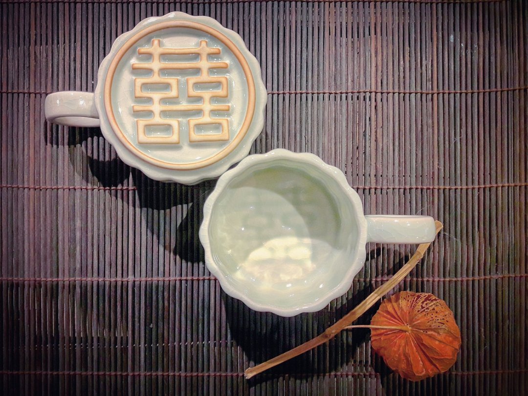 【台客蓝】见囍咖啡杯 双喜临门对杯 - 咖啡杯/马克杯 - 陶 