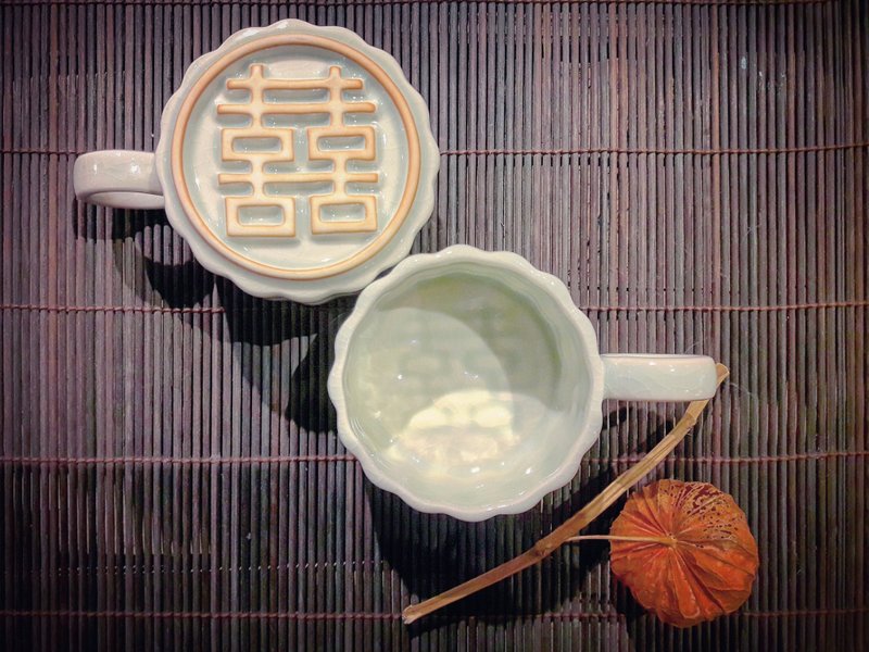 【台客蓝】见囍咖啡杯 双喜临门对杯 - 咖啡杯/马克杯 - 陶 