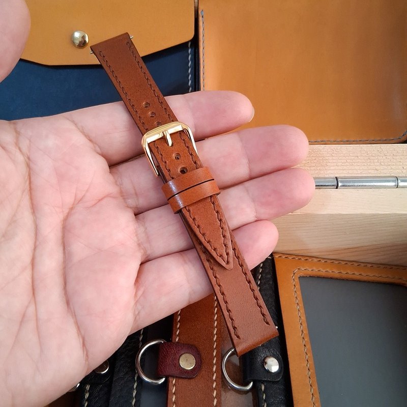 【情人节/生日礼物】手工皮革表带 / 快拆式 / 意大利植鞣革 - 表带 - 真皮 