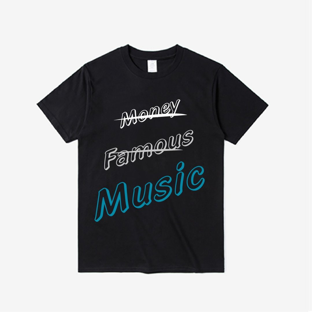 经典Music文字 个性纯棉T桖T-shirt - 男装上衣/T 恤 - 棉 