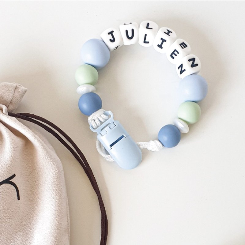 JULIEN 蓝绿色 奶嘴链夹 / 定制化奶嘴链 可套香草奶嘴 (27cm) - 玩具/玩偶 - 其他材质 
