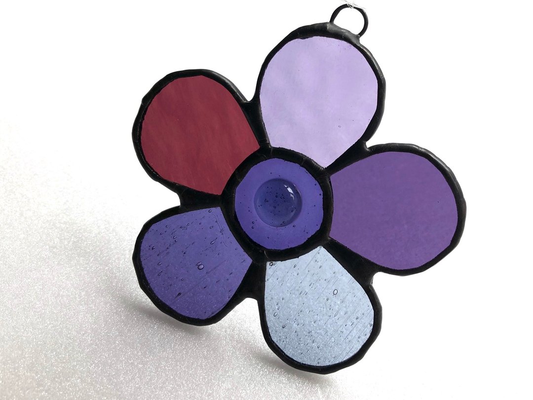 Stained glass suncatcher Fleur Viole - 墙贴/壁贴 - 玻璃 紫色
