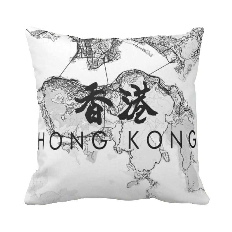 【现货香港手信移民礼物】香港特色礼物地图主题抱枕 可文字定制 - 枕头/抱枕 - 聚酯纤维 白色