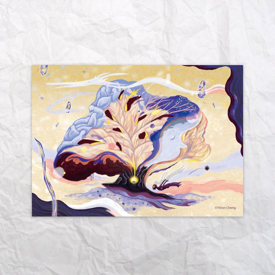 YiVon 艹方明信片 呼吸 原创插画 梦幻插画 万用卡 明信片 画卡 - 卡片/明信片 - 纸 紫色