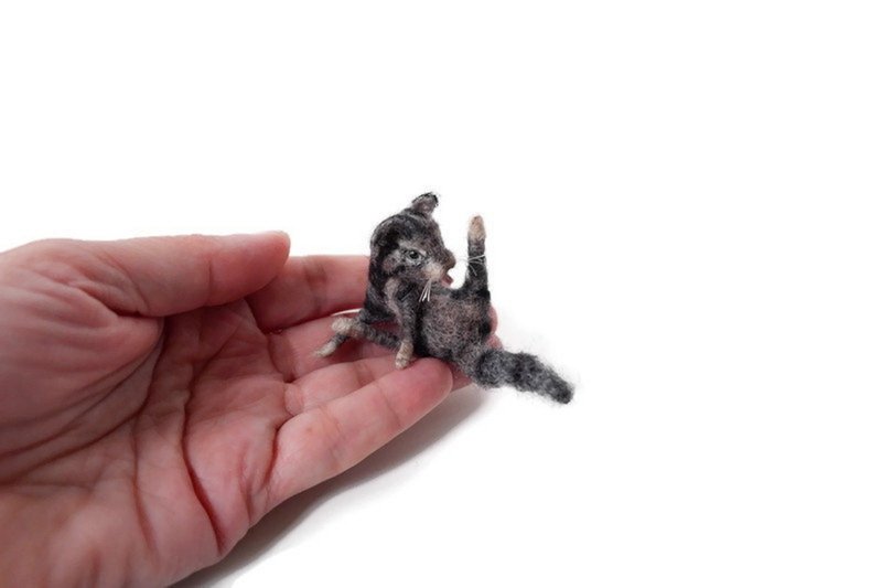 猫奴-看这里  虎斑猫 定制宠物羊毛毡 - 玩偶/公仔 - 羊毛 灰色