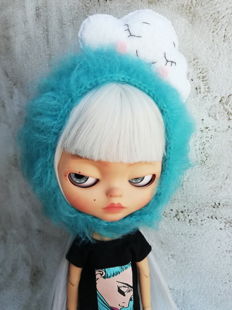 Blythe 娃娃云朵造型帽 - 玩偶/公仔 - 棉．麻 蓝色