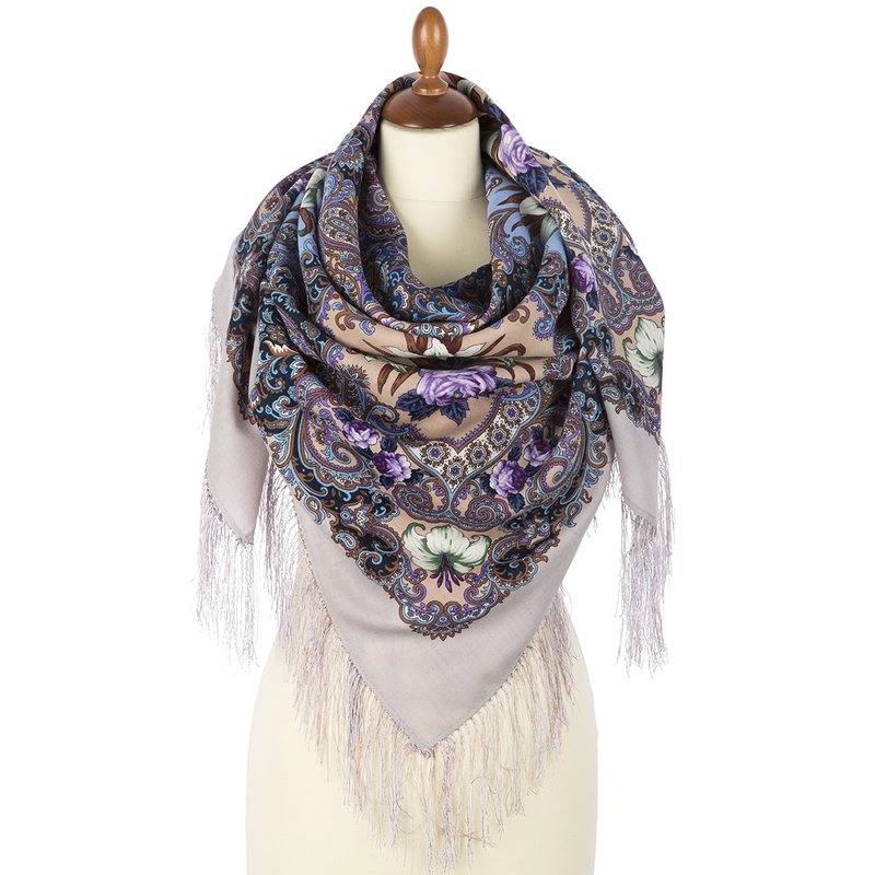 Original Elite PAVLOVO POSAD 披肩 100% 羊毛意大利软纱 - 丝巾 - 羊毛 银色