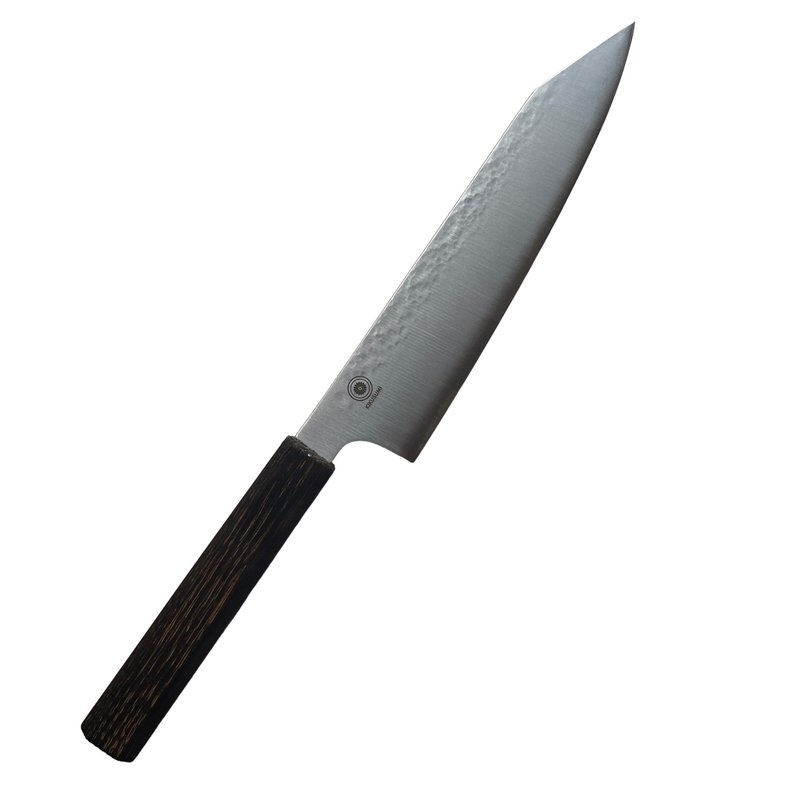 KIKUSUMI NATUR 烤栗木 八角形附牛刀 21cm 锤纹 不锈钢刀 - 菜刀/刀架 - 不锈钢 银色