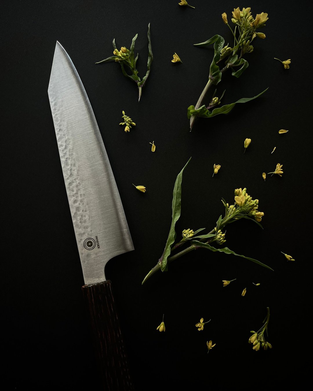 KIKUSUMI NATUR 烤栗木 八角形附牛刀 21cm 锤纹 不锈钢刀 - 菜刀/刀架 - 不锈钢 银色