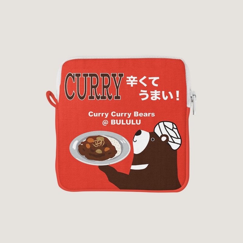 咖喱小熊万用包 鲜橙色 - 零钱包 - 棉．麻 红色