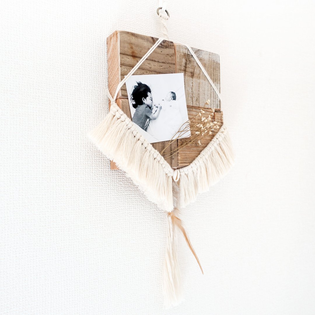 oldwood × macrame hanging picture frame old wood × macrame hanging photo frame - 画框/相框 - 木头 