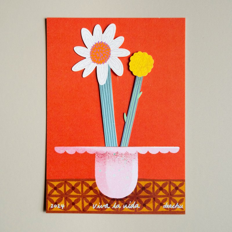 Viva la vida 自由插花明信片—玛格丽特与帽子 - 卡片/明信片 - 纸 多色