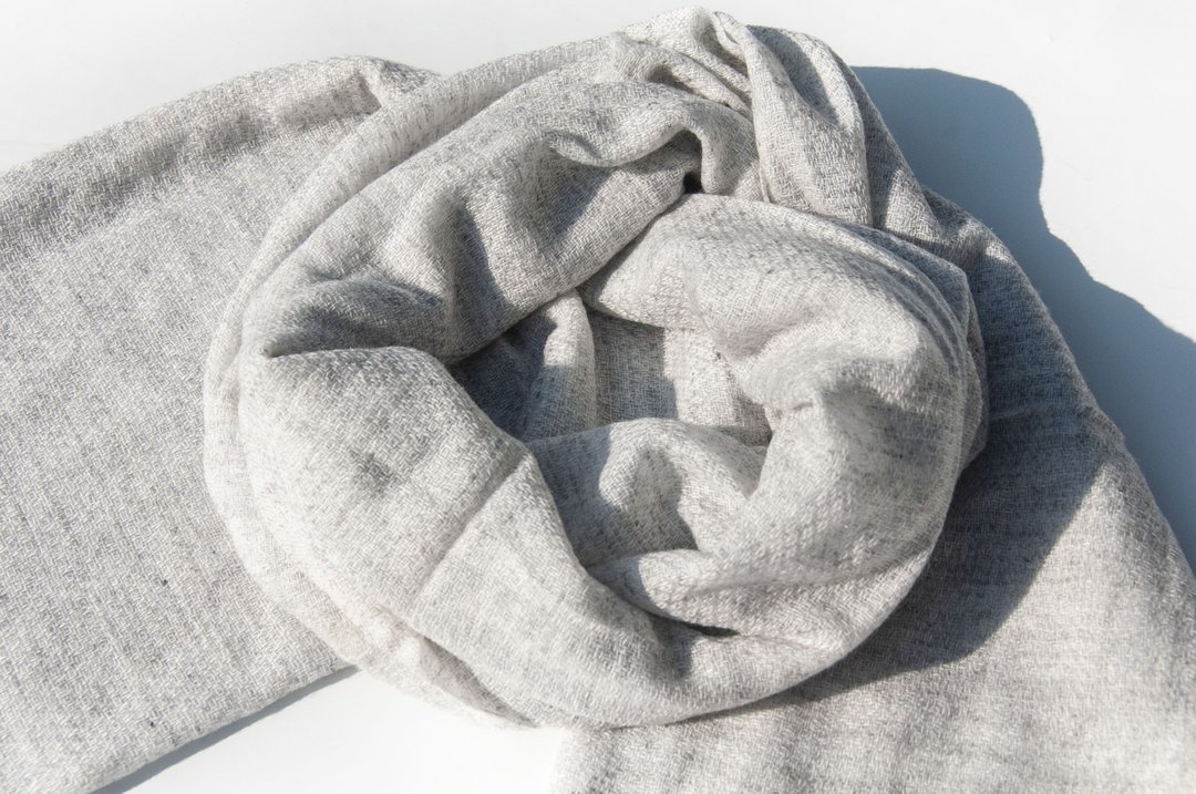 喀什米尔Cashmere 针织围巾 纯羊毛围巾 手织围巾 编织围巾-原味 - 围巾/披肩 - 羊毛 灰色