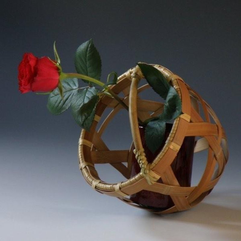 Smoked bamboo hand-held flower basket rattan - 植栽/盆栽 - 竹 