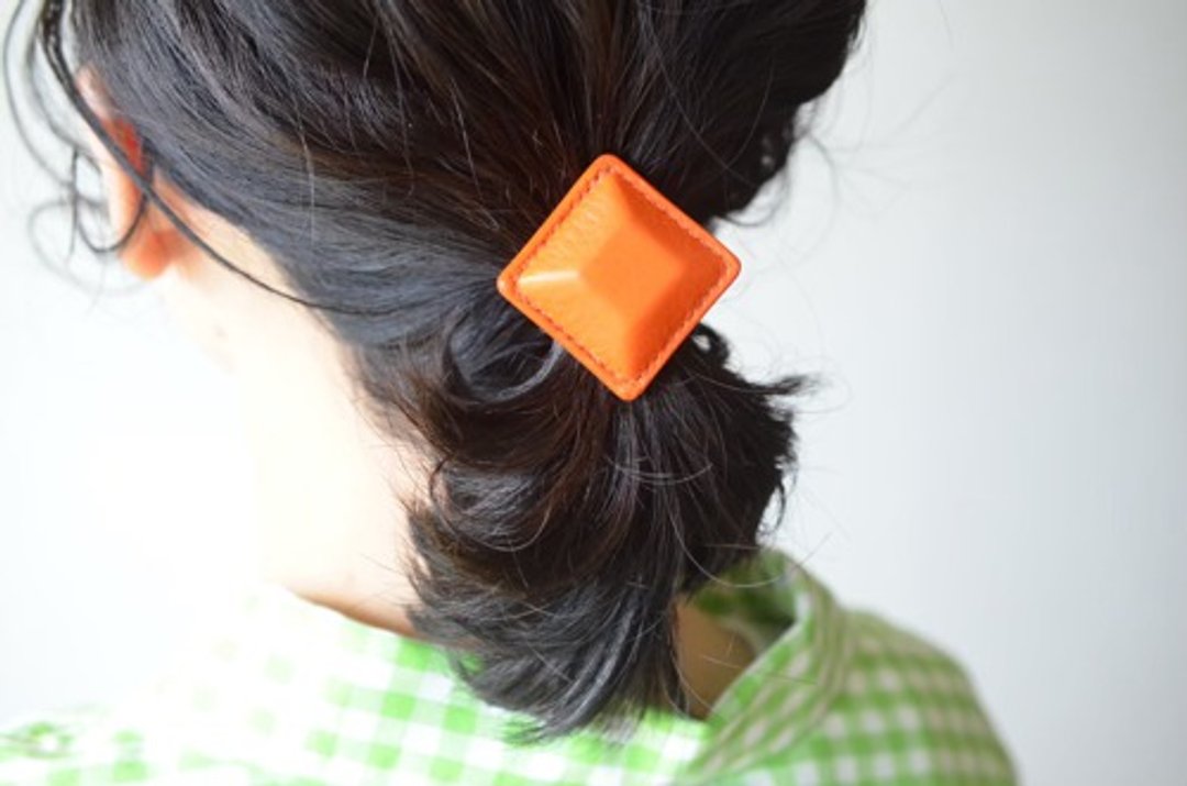 Airas Spuare ~ hair tie ~ [leather hair tie] orange - 发饰 - 真皮 橘色