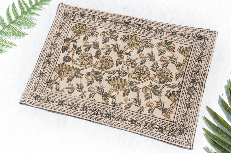 手感织布桌垫/餐垫/印度木刻印餐垫/手工染植物染餐垫-沙漠宫殿风 - 餐垫/桌巾 - 棉．麻 多色