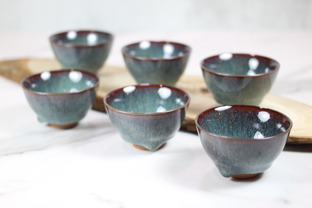【伟大的妈妈】紫恋 天目流釉 中式茶杯六入组 莺歌名家叶敏祥作 - 茶具/茶杯 - 陶 