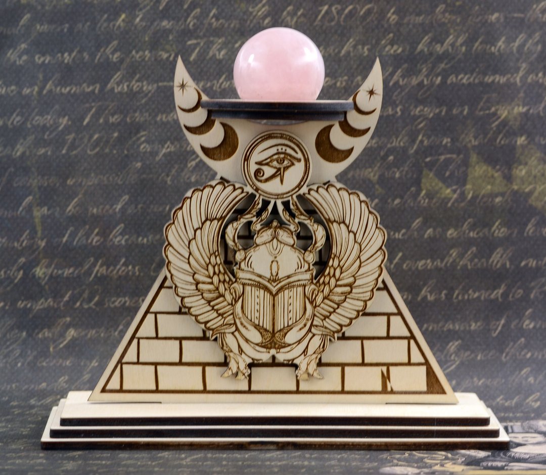 Eye of Horus sphere stand, Egyptian Scarab sphere holder, Pyramid sphere stand - 其他 - 木头 咖啡色
