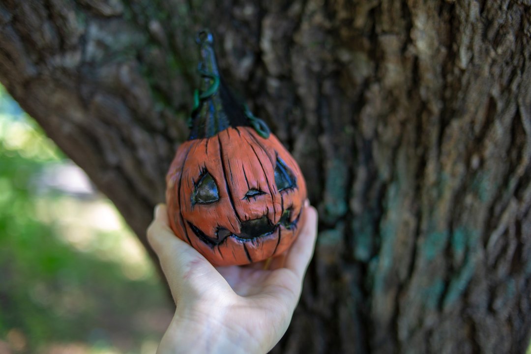 Halloween Candlestick Pumpkin Candle Holder Halloween Decor - 蜡烛/烛台 - 其他材质 橘色