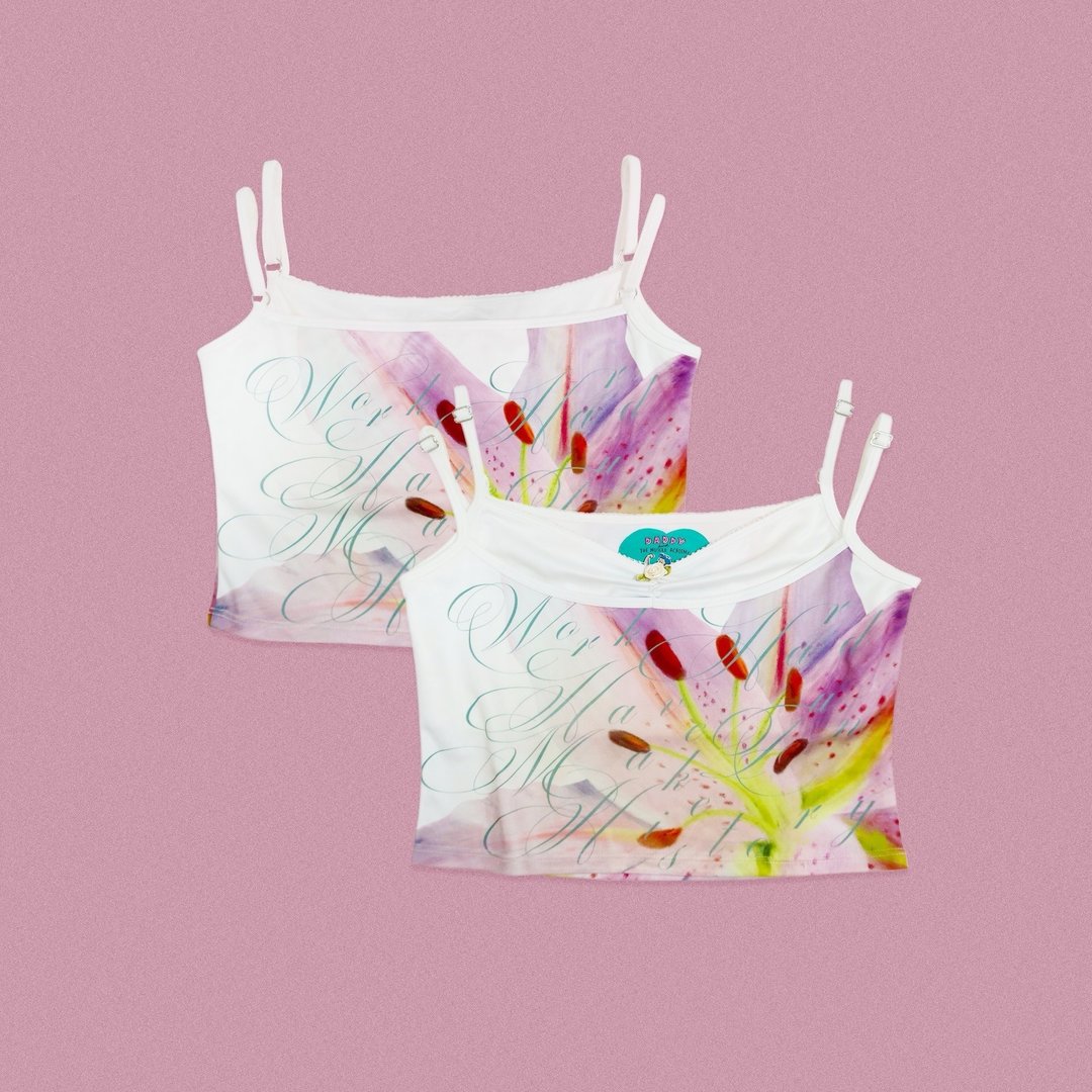 DADDY | Lily Bell Crop Top 可爱百合花图案细肩带上衣 - 女装上衣 - 其他材质 