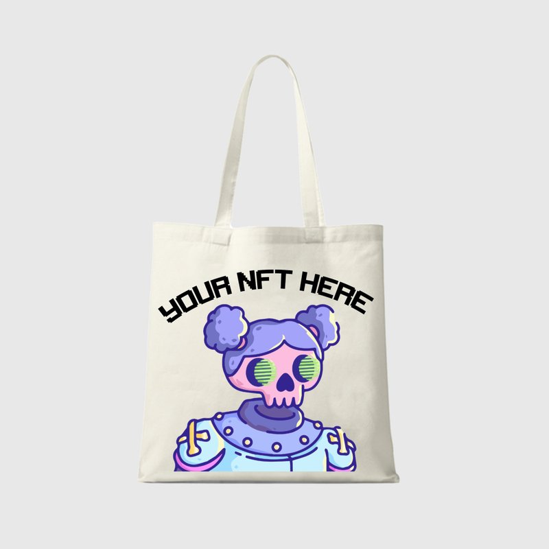 【NFT系列】订制图案彩色棉麻手提帆布袋 NFT创意礼物 - 手提包/手提袋 - 亚麻 多色