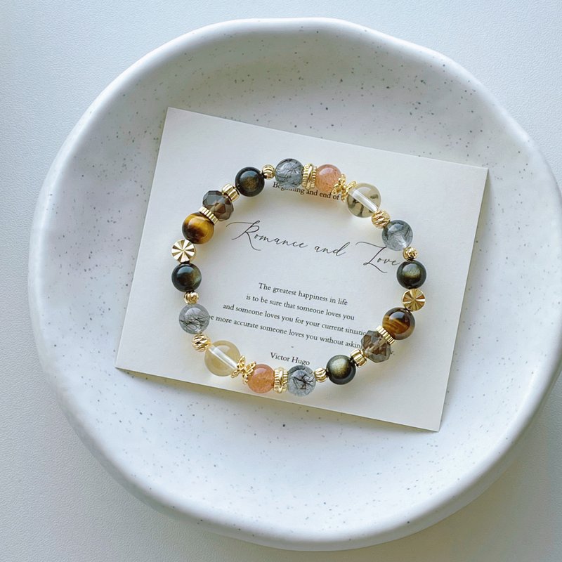 黎明铠甲丨黄水晶+金曜石丨提升财运 辟邪挡煞丨定制化水晶手链 - 手链/手环 - 水晶 黄色