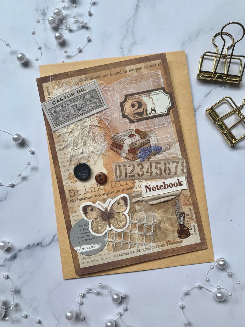拼贴卡片/祝福卡片/万用卡片/手工卡片_notebook - 卡片/明信片 - 纸 咖啡色