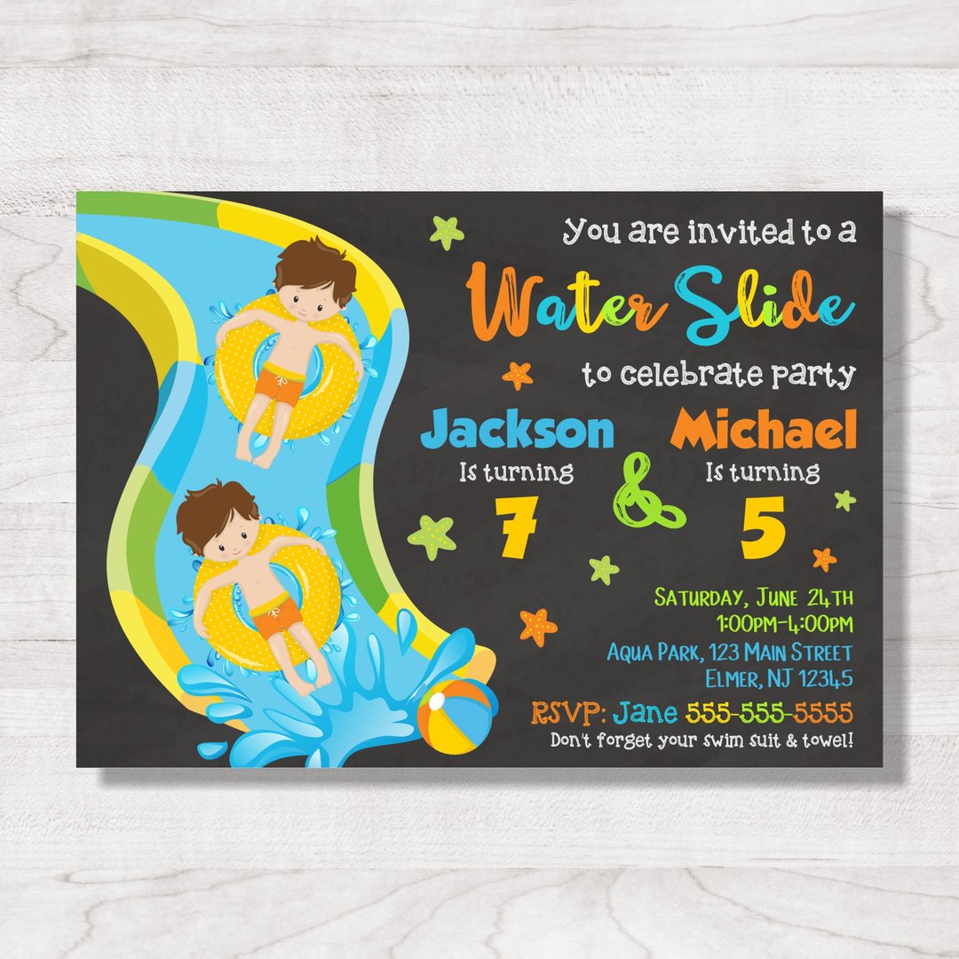 Waterslide Birthday Invitation, Joint, Digital, Personalized - 电子喜帖/贺卡/邀请函 - 其他材质 