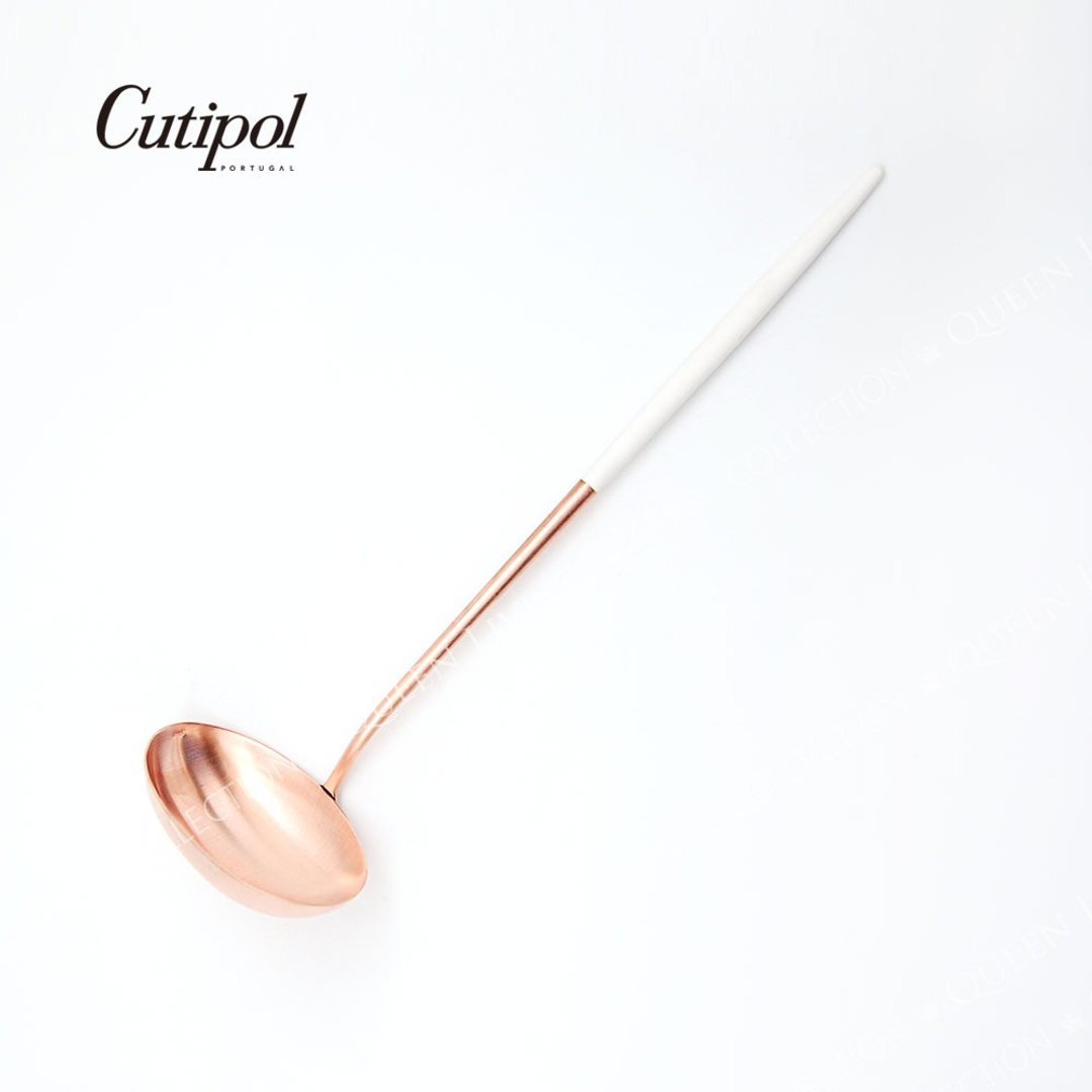 葡萄牙 Cutipol GOA系列白玫瑰金 29.5cm大汤勺 - 餐刀/叉/匙组合 - 不锈钢 白色