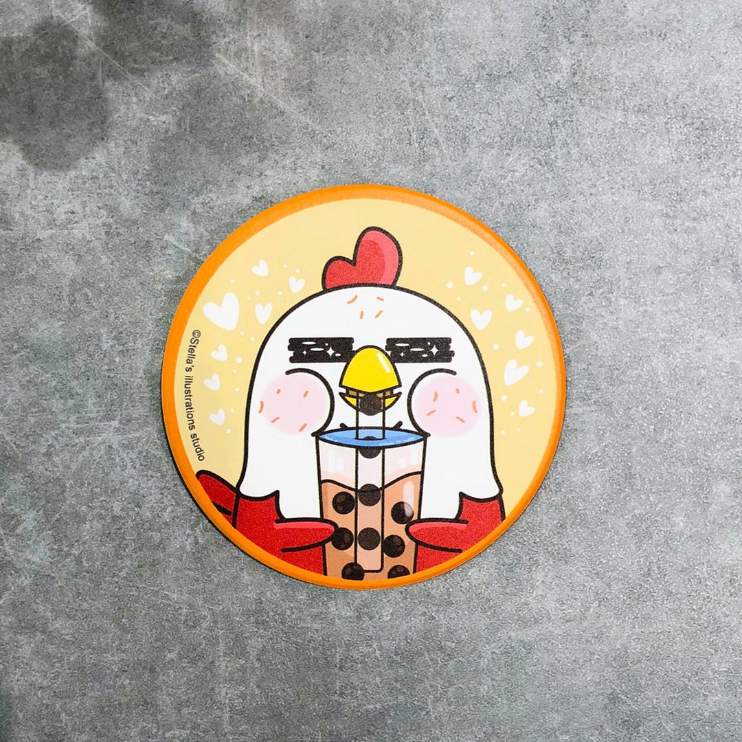 Funny Three Chickens 放3鸡 | 陶瓷吸水杯垫 - 珍奶款 - 杯垫 - 其他材质 