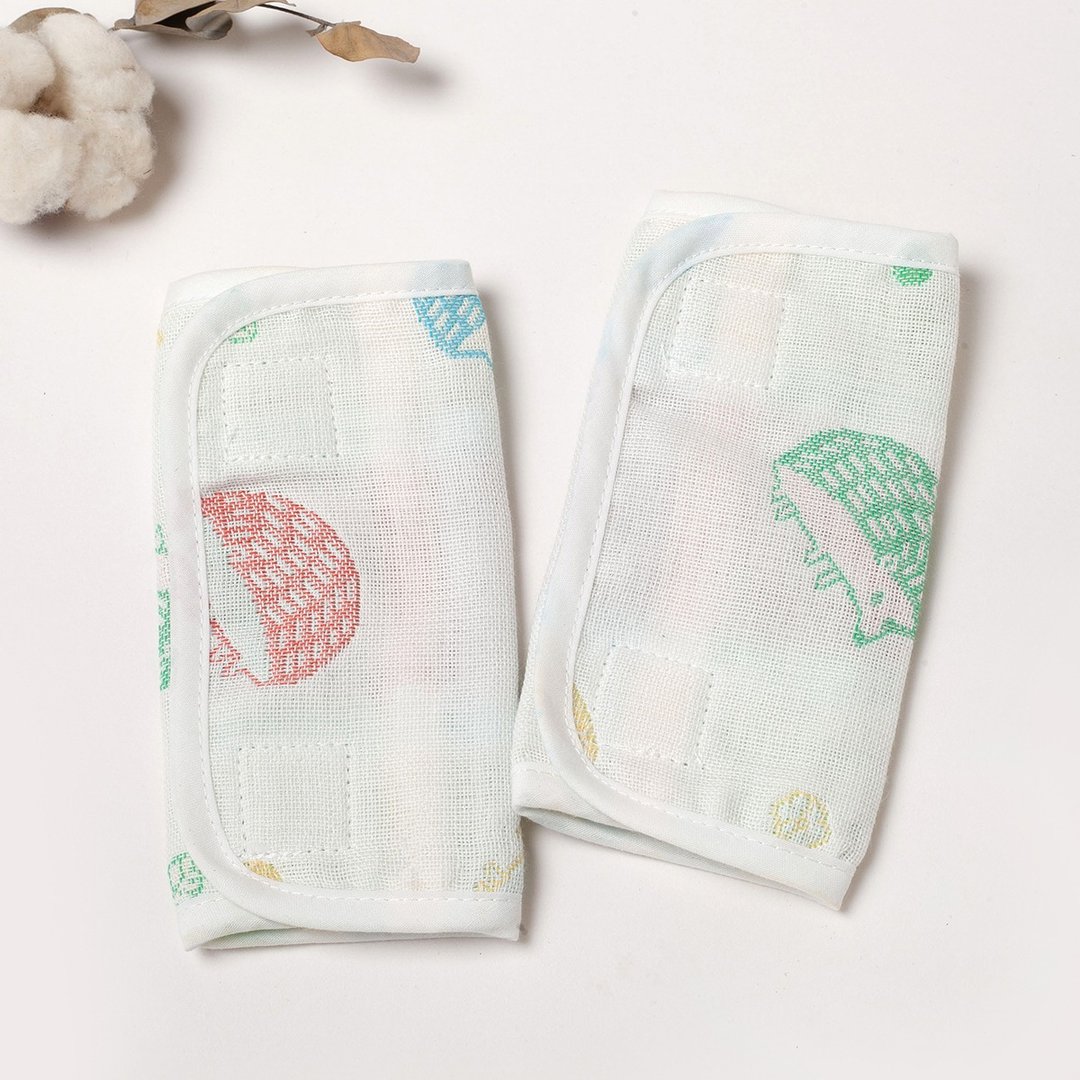 四层纱。100%纯棉。背带(背带)磨牙口水巾(2条入)MIT - 围嘴/口水巾 - 棉 多色