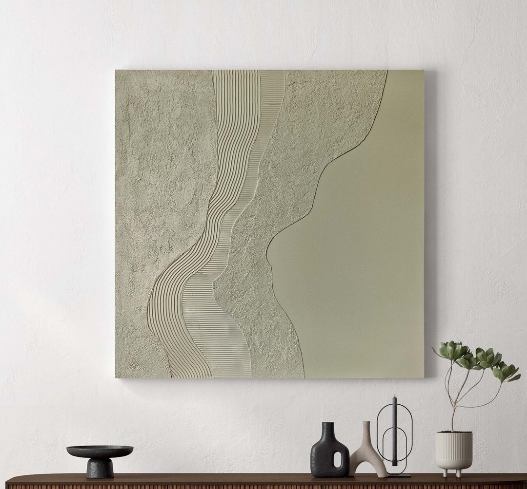 鼠尾草绿色纹理抽象画 | 纹理绘画鼠尾草绿色鼠尾草 Nulla - 墙贴/壁贴 - 棉 绿色