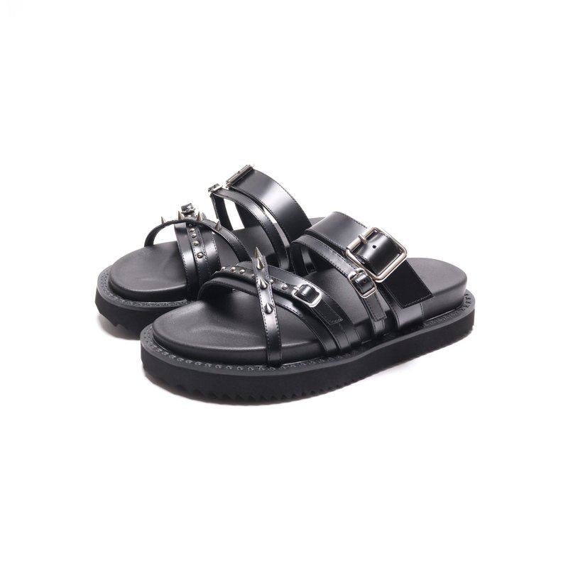 Asthershop原创 铆钉装饰沙滩拖鞋朋克风露趾凉拖增高厚底凉鞋女 - 男女凉鞋 - 其他材质 