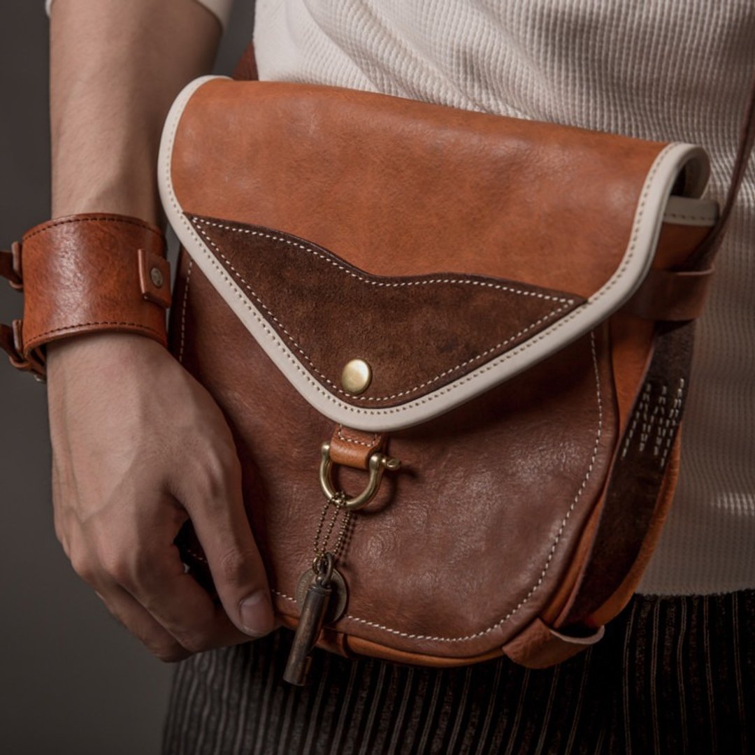 The Wayfarer's Bag - 旅人马鞍包 - 咖/橘褐色 - 侧背包/斜挎包 - 真皮 咖啡色