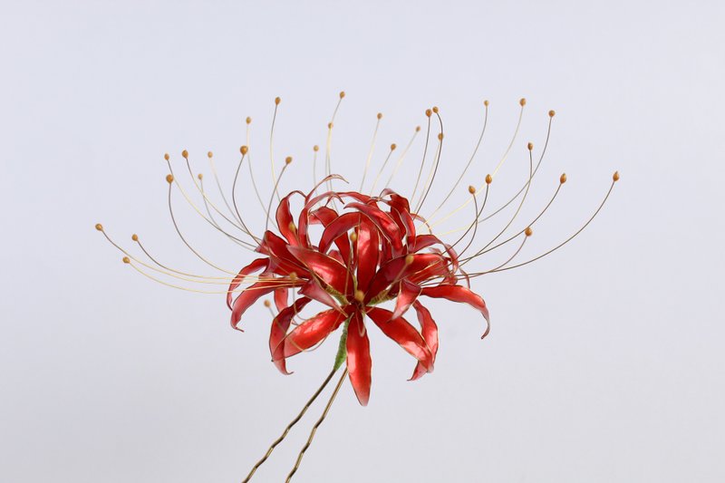 曼珠沙华 树脂花 簪 展示 - 发饰 - 其他材质 红色