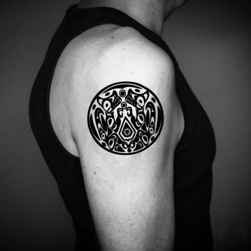 OhMyTat 暮光之城 Quileute Tribe 部落刺青图案纹身贴纸 (2 张) - 纹身贴 - 纸 黑色
