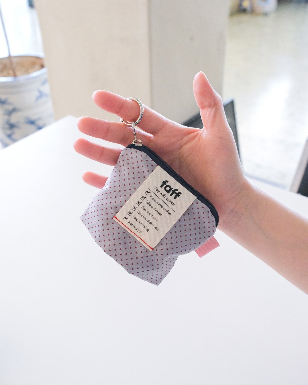 faff Pouch mini 圆点灰 - 化妆包/杂物包 - 棉 灰色