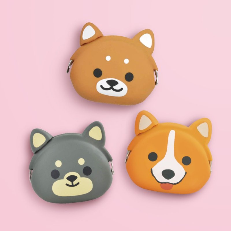 mimi POCHI Friends 柴犬 黑柴 柯基 狗狗造型硅胶口金包 - 零钱包 - 硅胶 咖啡色