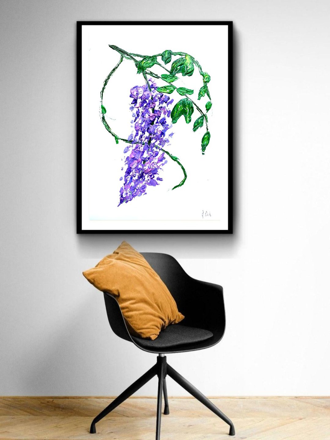 Wisteria Flower, Orignal Painting, Floral Painting, Flower Art, Blossom Decor - 墙贴/壁贴 - 压克力 紫色