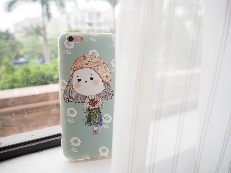 春天来了插画设计/原创雾面手机壳保护殻iPhone(i6s,i6splus,i7.i7plus)节日礼物/包子小姐 - 手机壳/手机套 - 塑料 蓝色