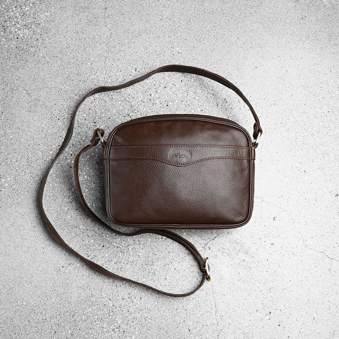 Longchamp 斜背包/ Vintage 古着 / 台北古着店 - 侧背包/斜挎包 - 真皮 咖啡色