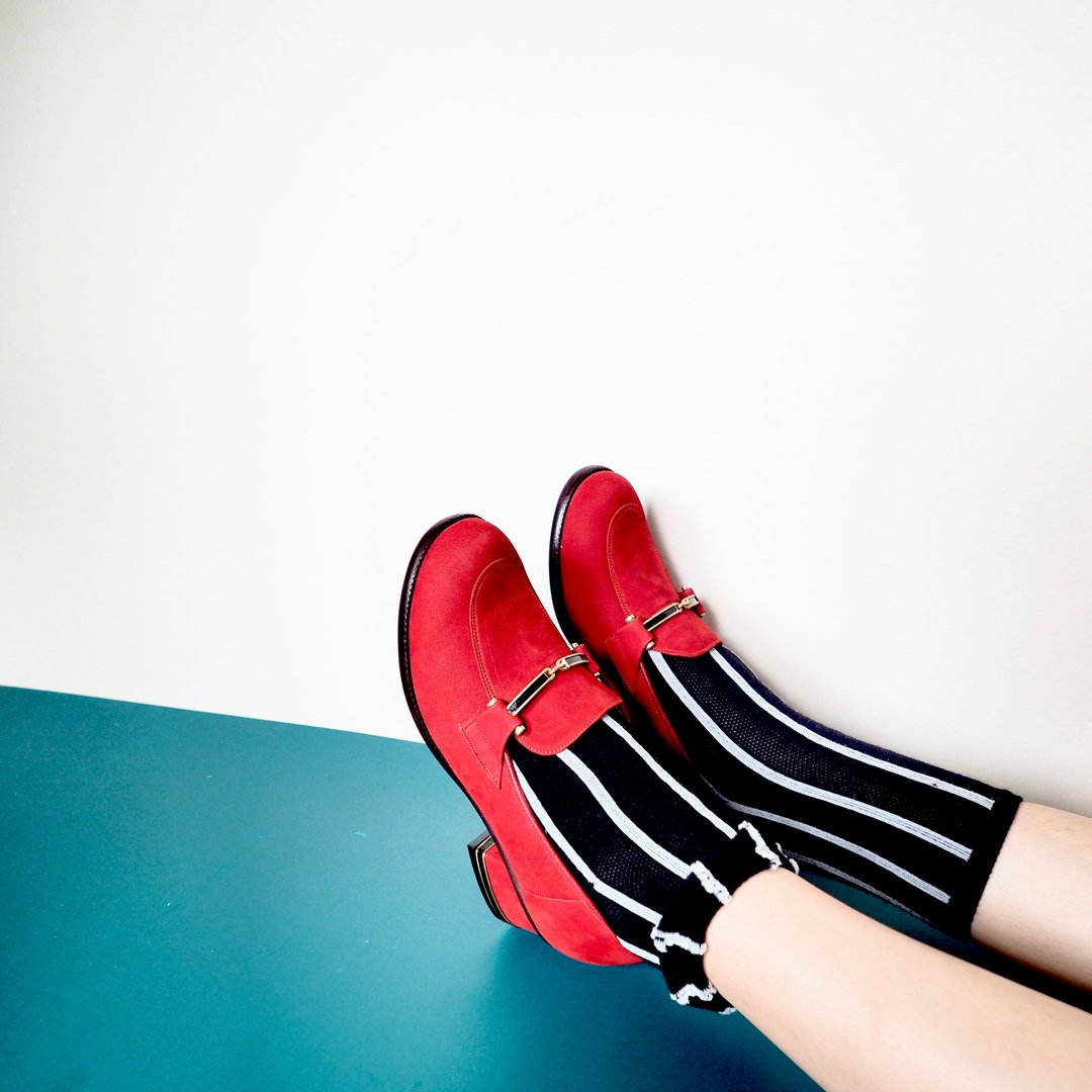 Vintage / Mint condition low heels suede shoes from Japan - 其他女款皮鞋 - 真皮 红色