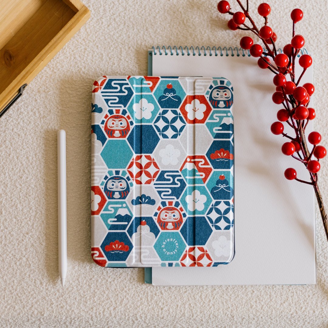 【 iPad Case 】六角达摩 / 蓝红 - 平板/电脑保护壳 - 硅胶 红色