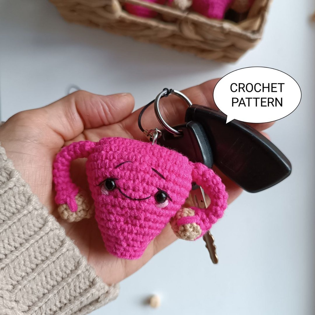 钩针图案子宫模型钥匙扣，钩针子宫，amigurumi子宫，子宫 - 手工艺教程/工具书 - 其他材质 